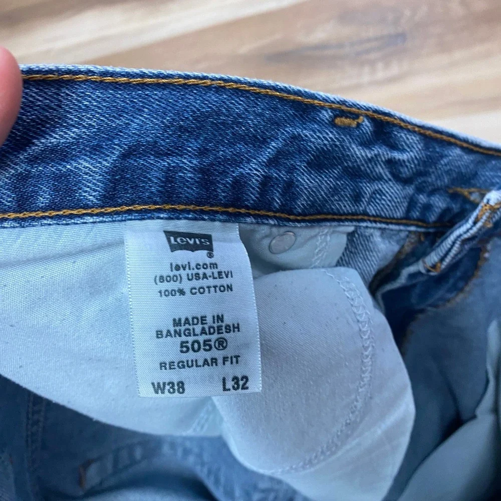 Levi's 505 Regular Fit Jeans 38x32 Denim Straight Leg Blue